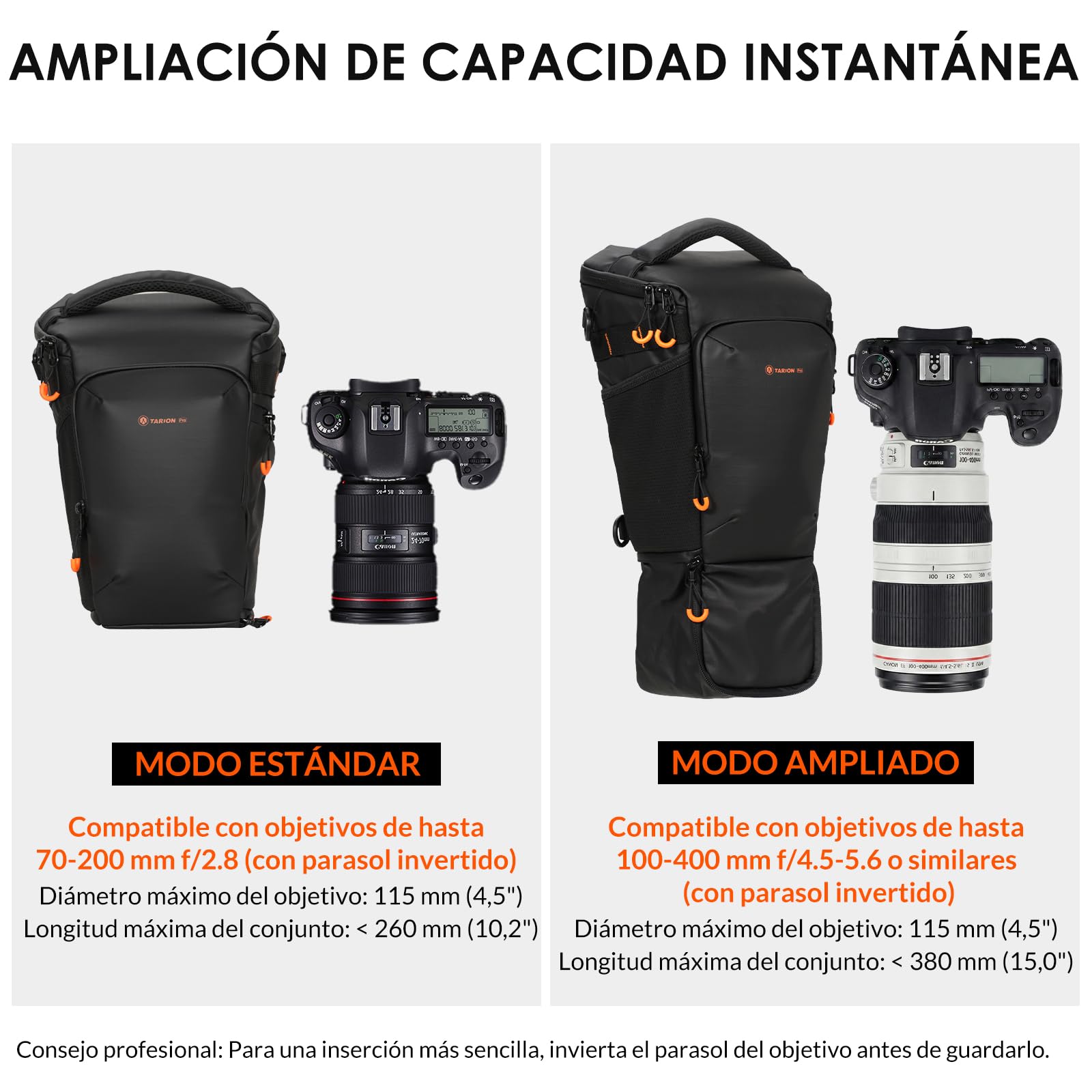 TARION Funda para cámara réflex Digital, pequeña con Capacidad Ampliable, Resistente al Agua, para cámara réflex Digital, SLR