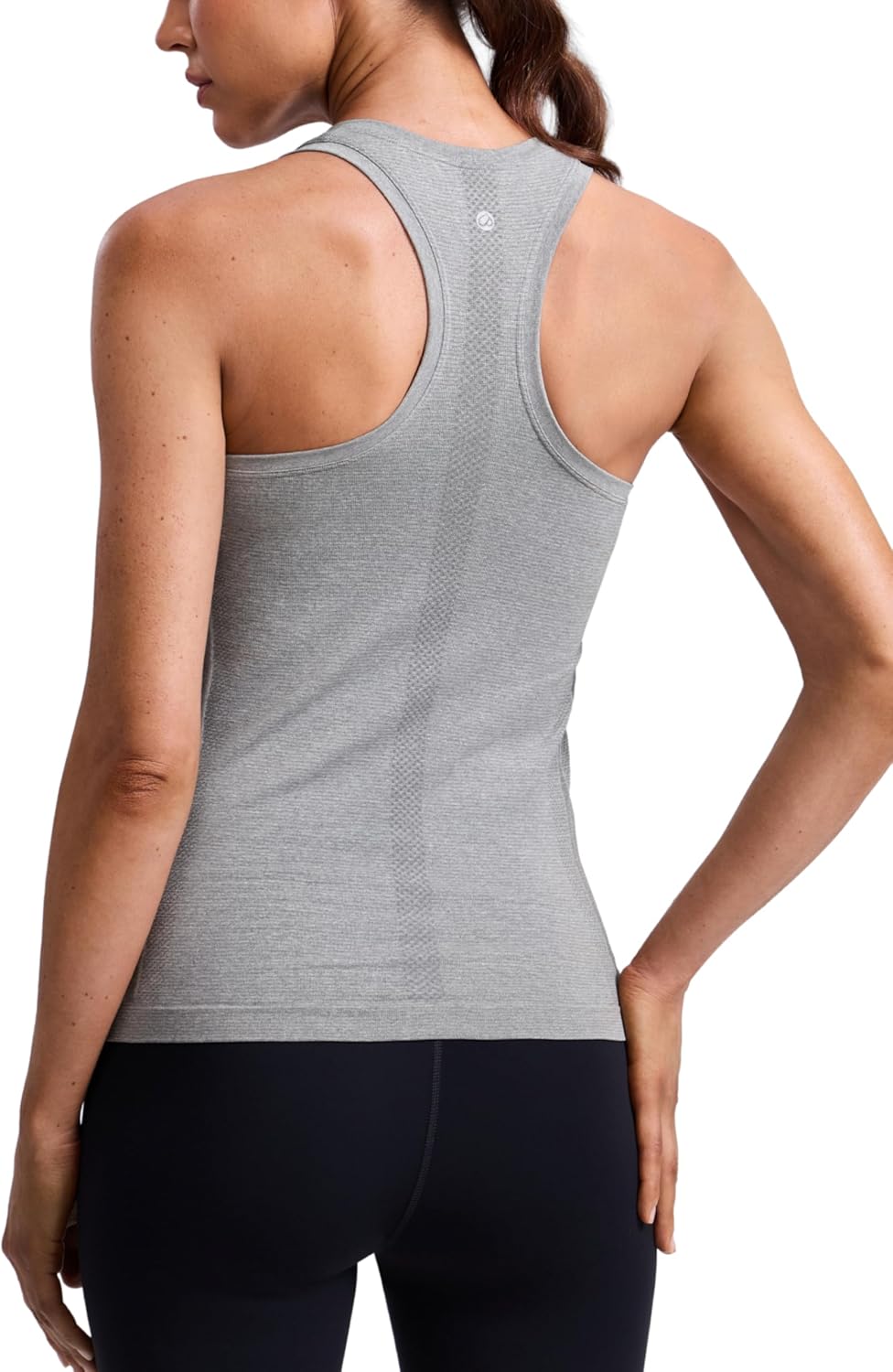 CRZ YOGA Seamless Workout Tank Tops for Women Hip Length - Athletic Running Gym Sleeveless Shirts Racerback Crewneck