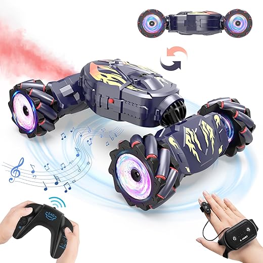 Voiture Télécommandée Enfant Tout Terrain avec la Main 2.4 GHz, 4x4 Voiture RC Telecommandé Drift 360° Rotation, Jouet Cadeau Garcon Fille 6 7 8 9 10 11 12 Ans