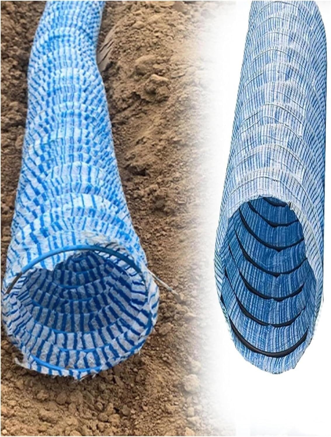 KJoBDwz Flexible Permeable Pipe Flexible Perforated Drainage Pipe, Perforated Corrugated Pipe, for Gardens, Lawns, and Landscaping (250mm, 11m)