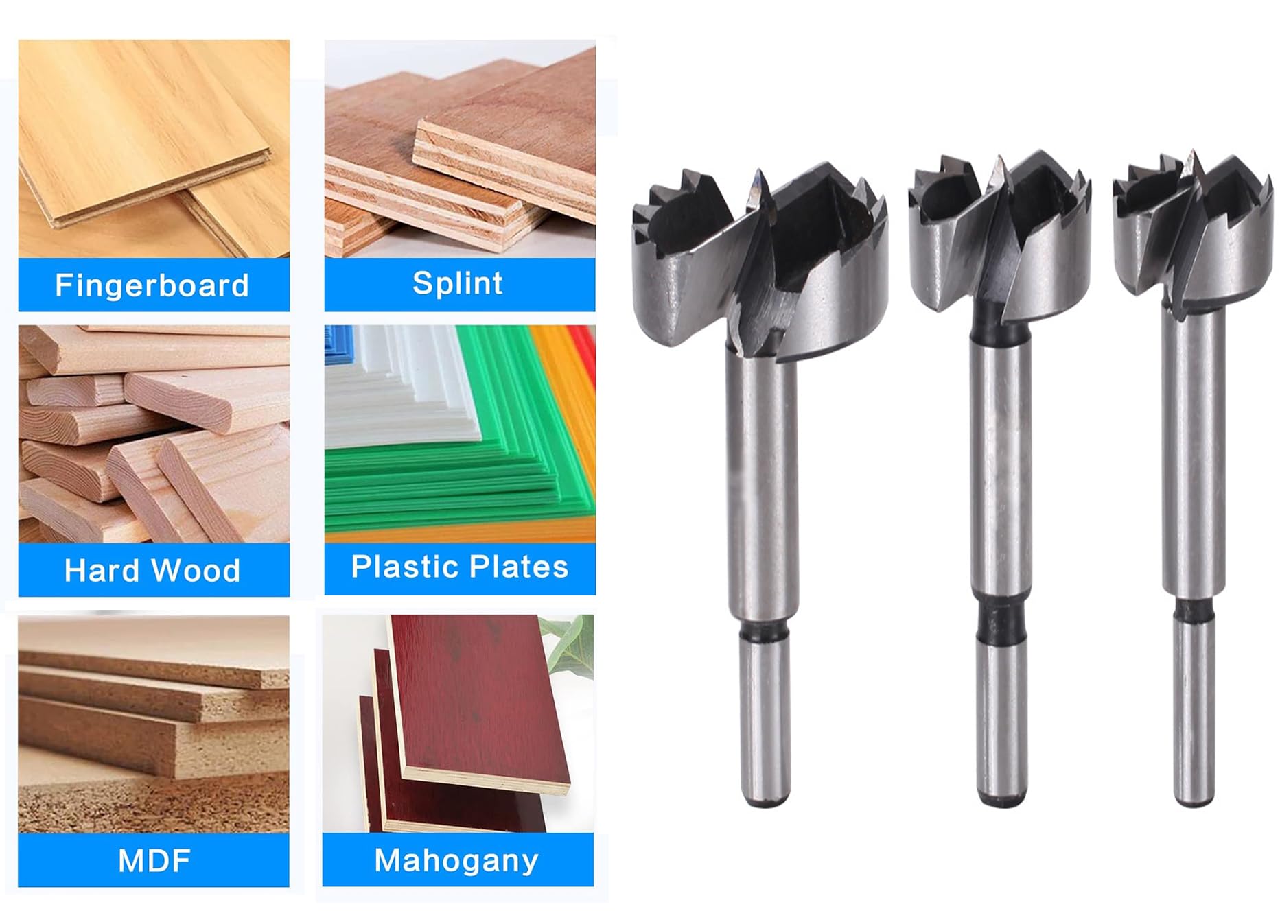 Meichoon Forstner Auger Drill Bit Multi-Tooth Woodworking Boring Hole Saw Punching Bit Wood Slabs Flat Wing Drilling Carbide Tip Round Shank Cutting for Hinge Plywood CNC Tool 54mm - Image 3