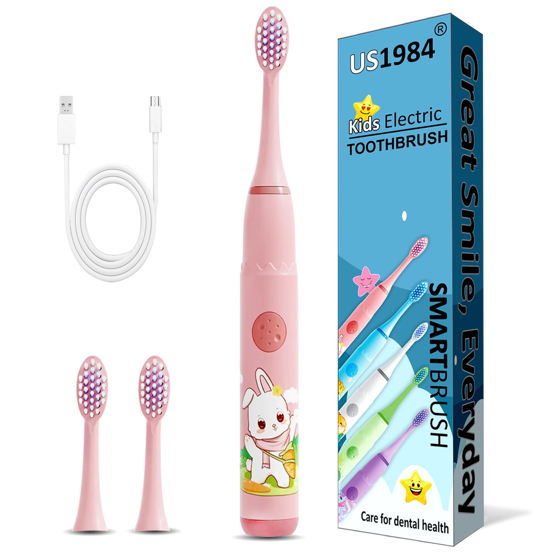 Sonic Electric Toothbrush For Adults and Kids with 4 Modes, 18000 Strokes per minute, 3 Brush Head, Soft Bristles, Waterproof, Rechargeable Lasting Up To 30 Days, Power Toothbrush (Pink)