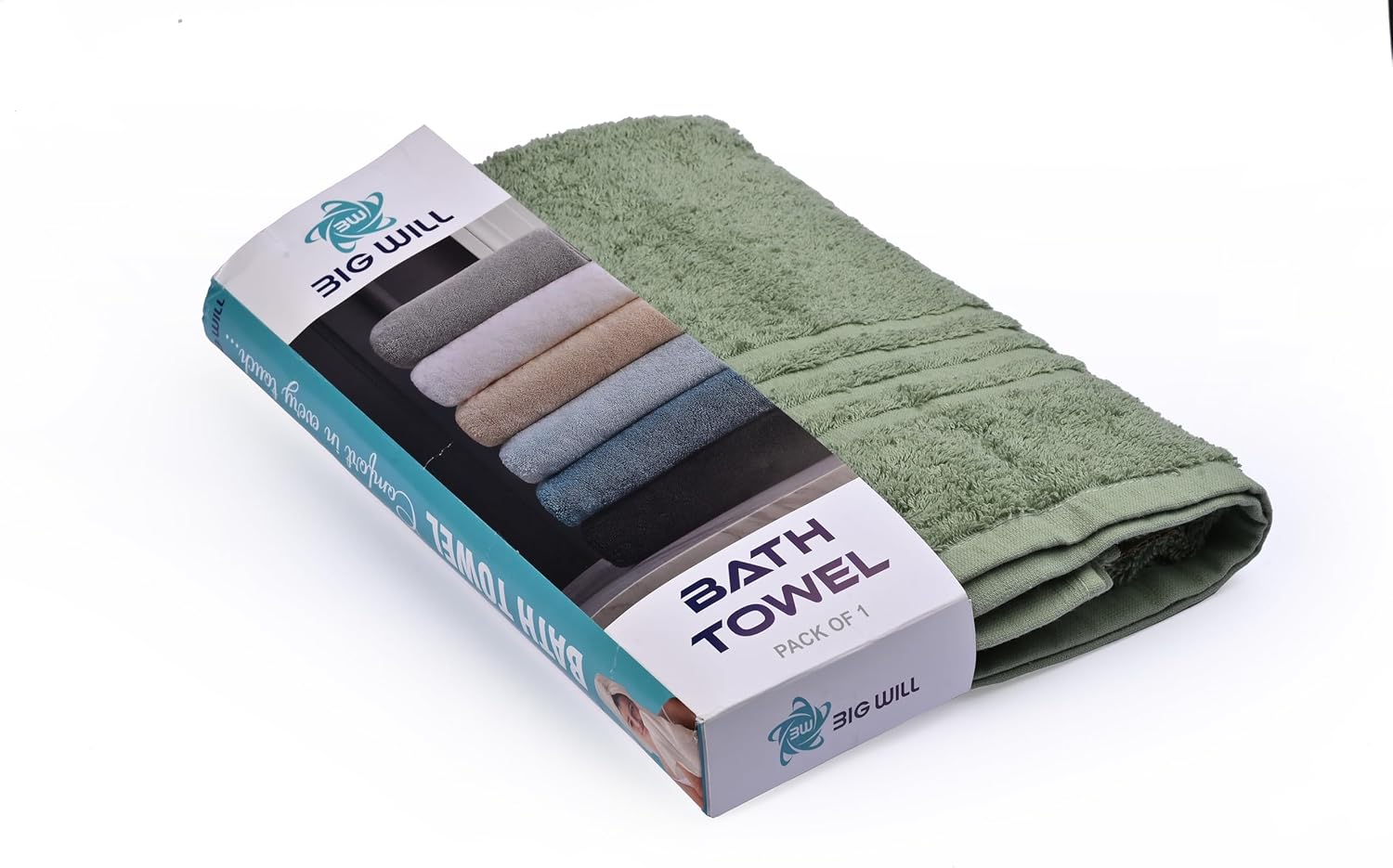 BIGWILL Towels Pack of 4 Extra Large Bath Towels 28 x 57 Inches, Pure Cotton, Larger & Lighter Weight, Quicker to Dry, Super Soft and Absorbent, Perfect for Bathroom, (Sage Green)