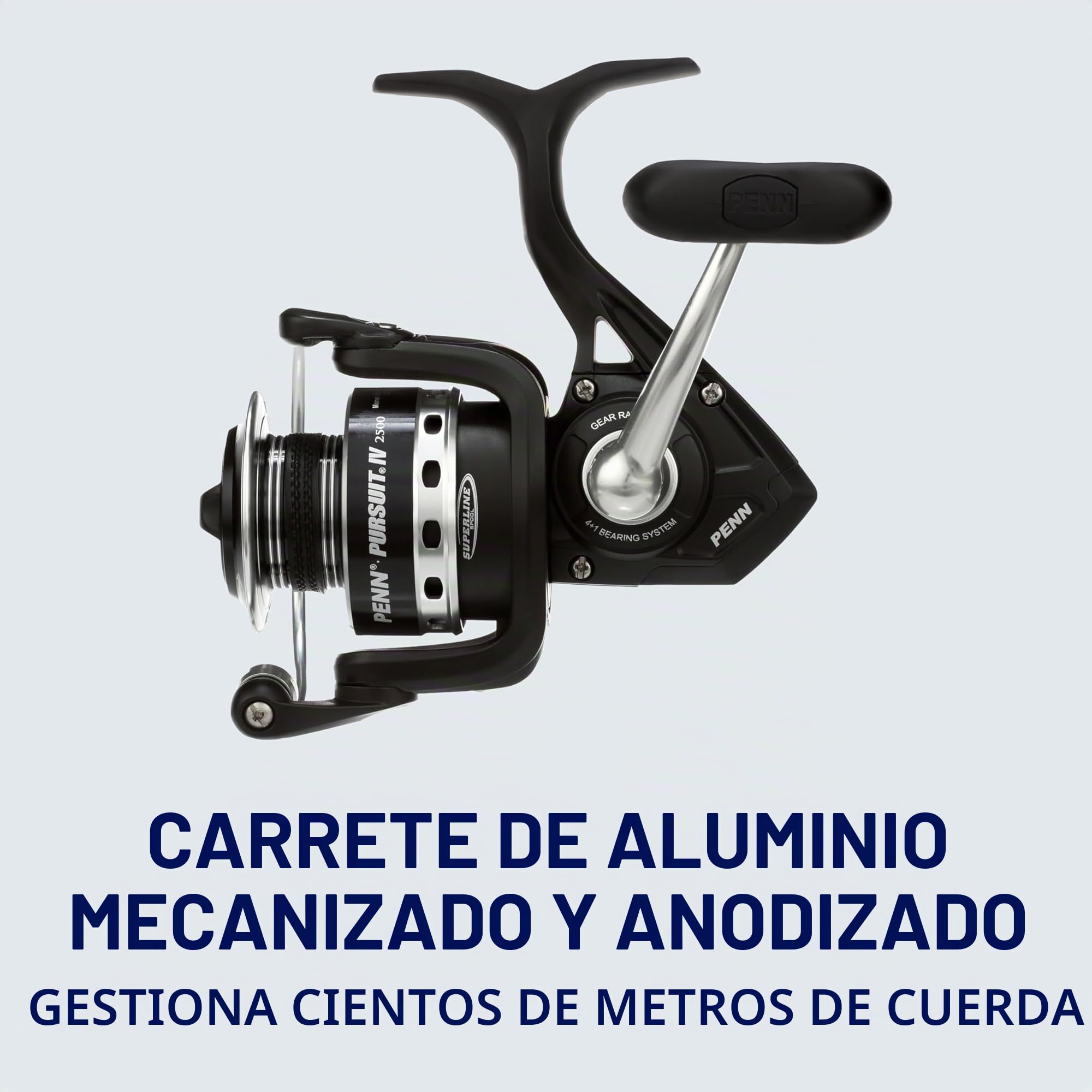 PENN Pursuit IV - Carrete Giratorio de Agua Salada, Pesca giratoria, Plantilla, Carrete de señuelo para Uso Completo, Barco, Kayak, Orilla, Negro y Plateado