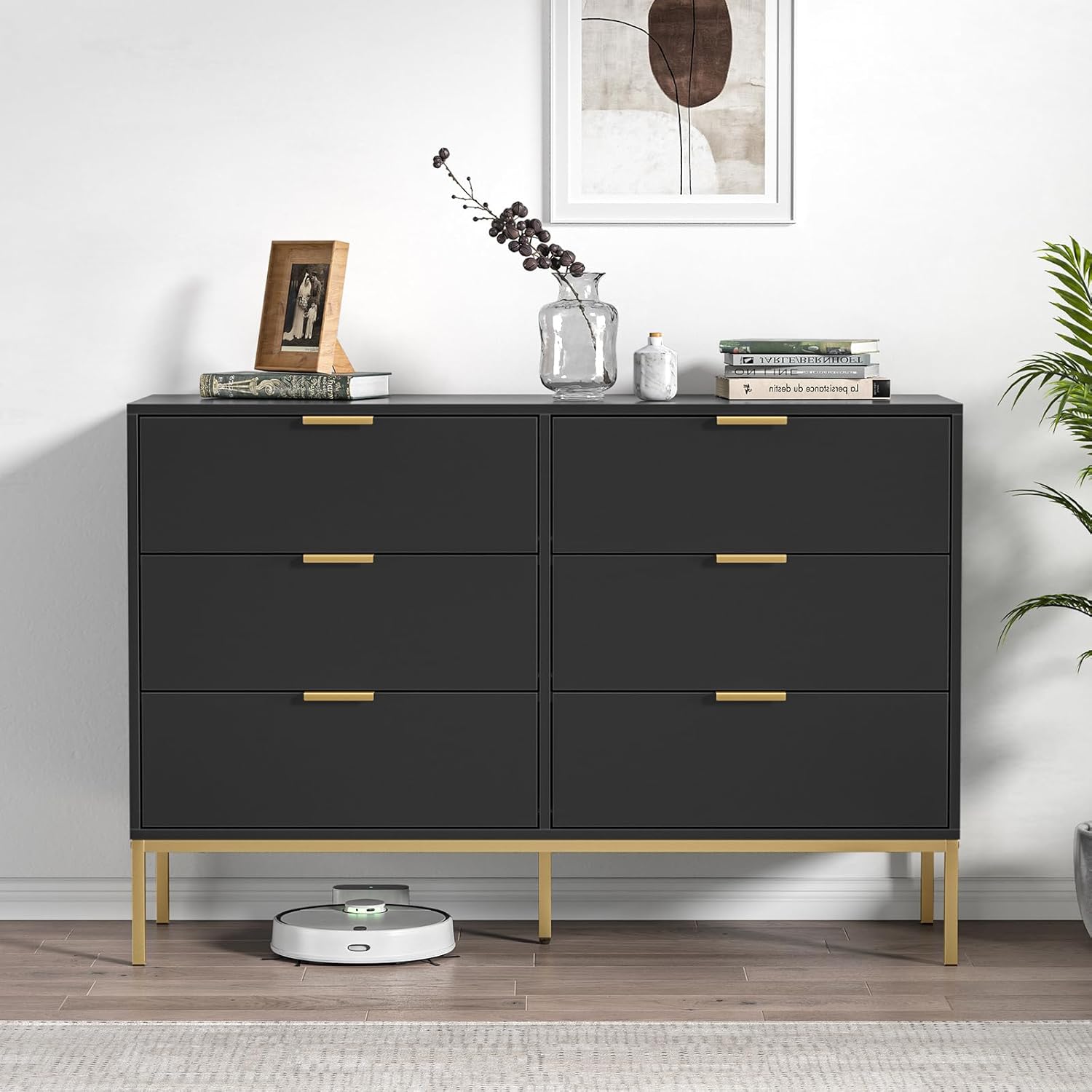 Dresser placed in a living room setting