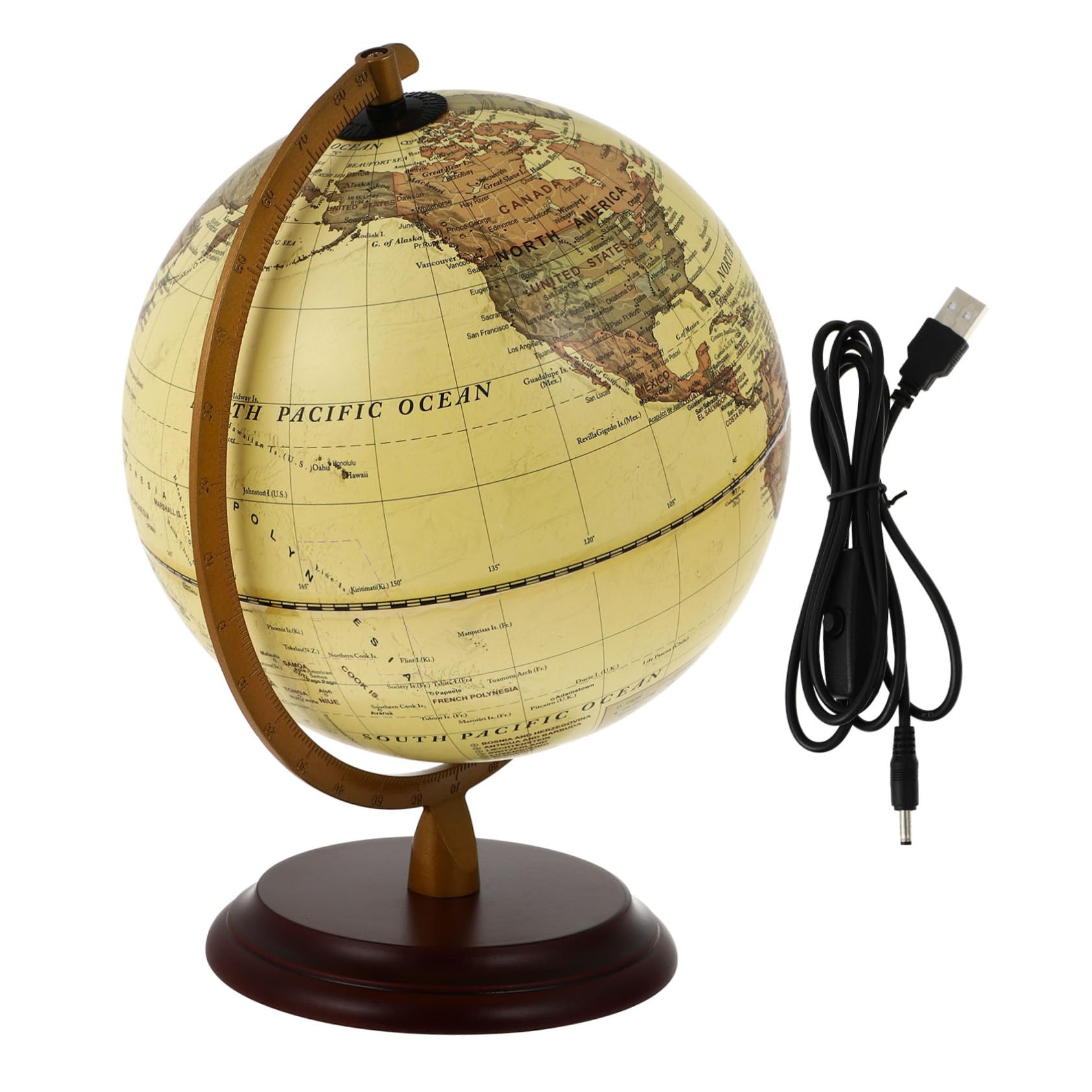 ifundom Mappamondo Antico Luminoso Da Scrivania Globo Decorativo Con Illuminazione Per Insegnamento Accessorio Elegante Per Casa e Ufficio