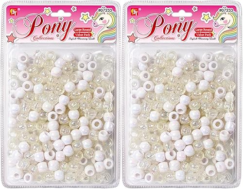 Miniatura 6 de Kit de 410 piezas de joyería de cuentas, bricolaje, trenzar el cabello, pulsera, adornos, manualidades, grande, redondo, transparente, surtido, poni