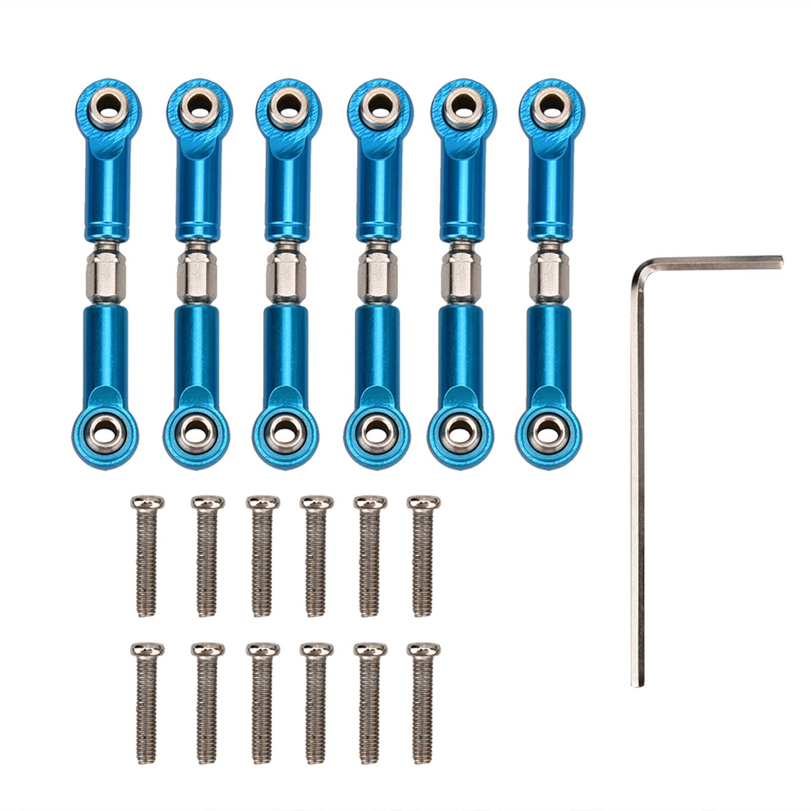 RC Car Link Rod, Adjustable Front Rear Servo Link Steering Linkage Set, Metal Steering Linkage Rods Set for WLtoys 1/18 Model Car