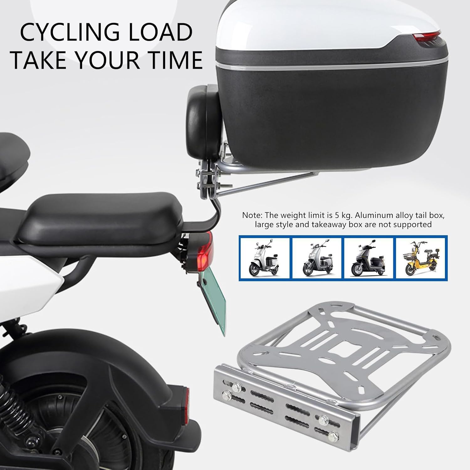 Versatile Luggage Rack Cargo Rack Mount for Electric Bikes and Scooters Simple Assembly Sturdy Construction Versatile Luggage Rack Cargo Rack Mount for Electric Bikes and Scooters Simple Assembly