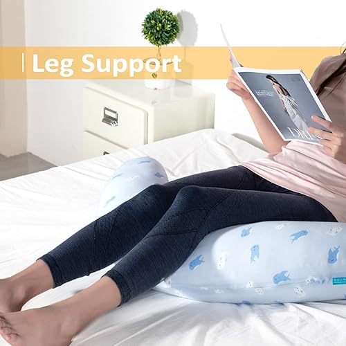 Miniatura 4 de Almohada de maternidad, almohadas corporales para dormir de lado, almohada de lactancia materna, soporte para el vientre, con funda extraíble lavable