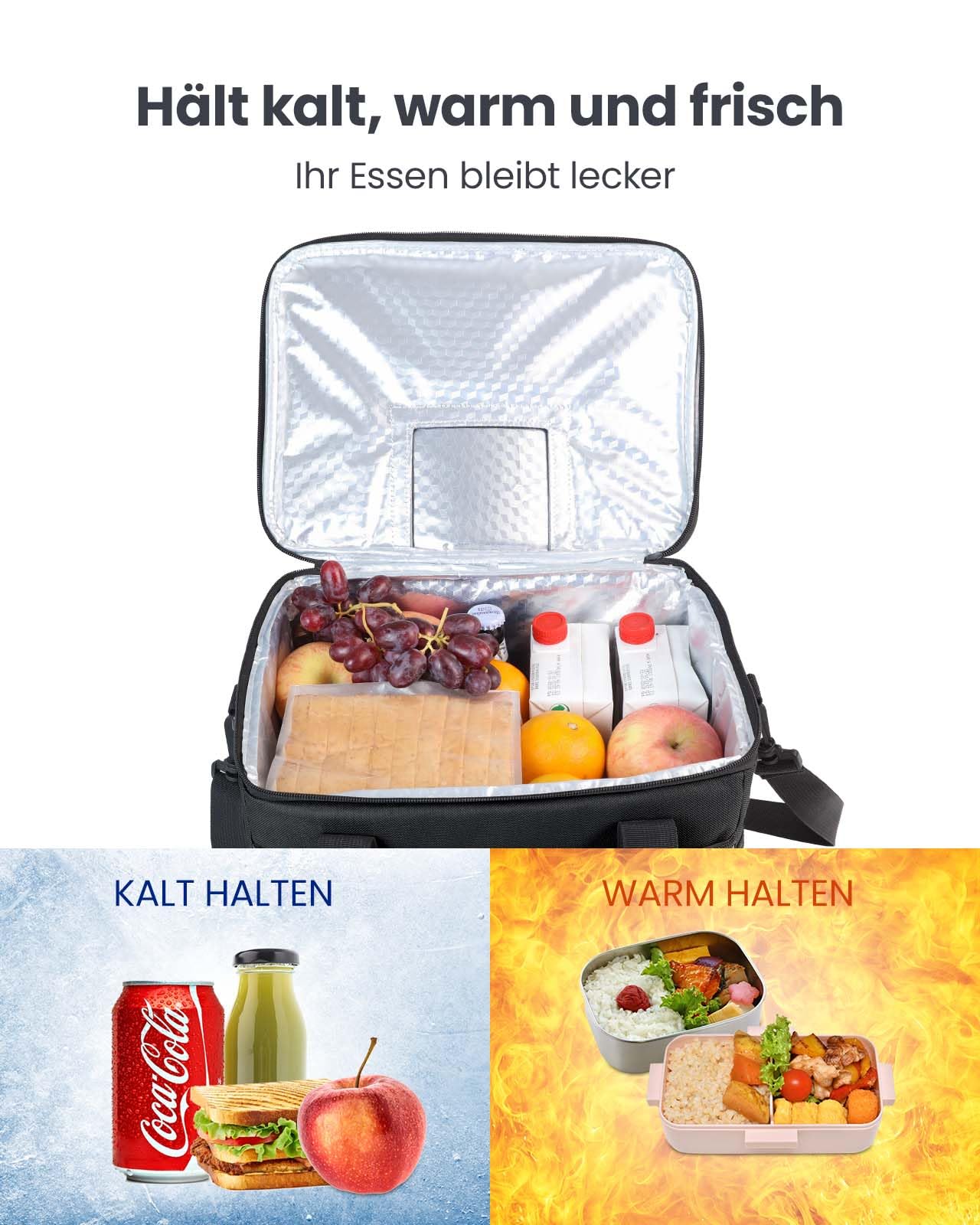 Kollea Kühltasche - 30L Picknicktasche - Isoliertasche - Lunchtasche Hält warm und kalt, Auslaufsicher, Mit Tragegurten, Mehrere Taschen - Ideal für Reisen, Camping, Grillen, Lebensmitteltransport