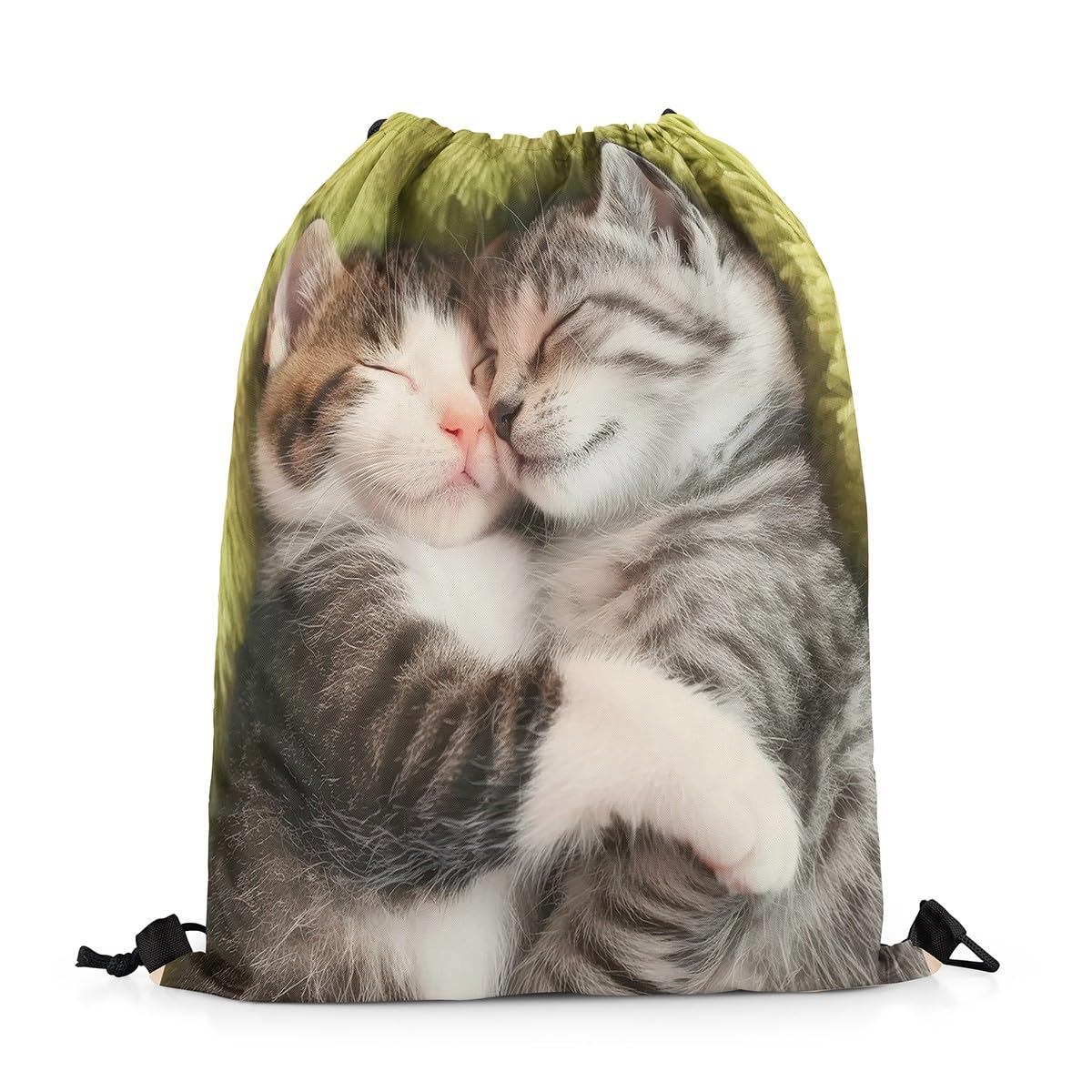 Homewish 3D Cats Drawstring Bags,Romantic Cats Couple Drawstring Backpack 33 x 40 cm for Sport Gym Swim Yoga Camping,Oil Painting Kitten String Backpack,Cute ry Pet Draw String Back Bag