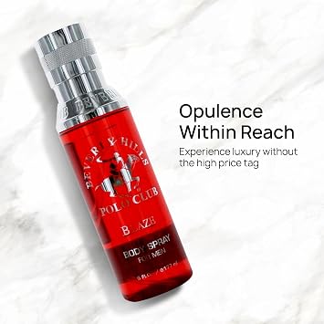 Beverly Hills Polo Club Body Spray for Men - BHPC Blaze - Fresh, Earthy with Notes of Cedar & Basil - Long Lasting Body Mist Cologne Scent - Ideal Gift for Him, 6oz