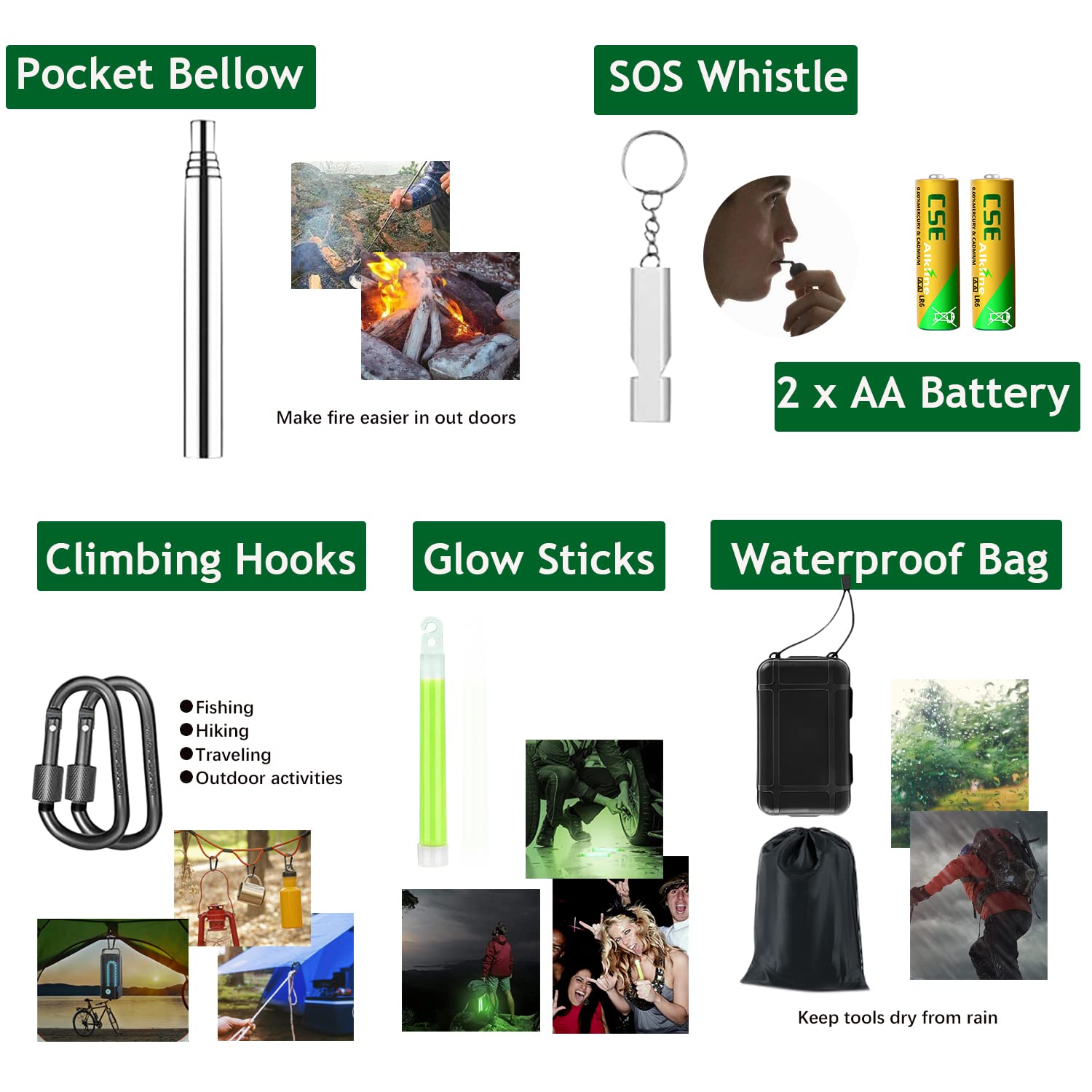 21 in 1 Survival Kit, Outdoor Ausrüstung, Survival Ausrüstung für Camping, Bushcraft, Wandern, Jagd, Abenteuer, für Männer, Väter