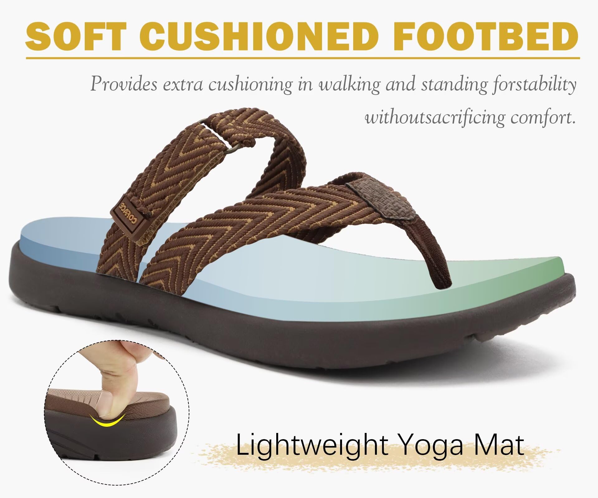 COFACE Ortopedici Infradito Donna Estive Spiaggia Piscina Sandali Comode Supporto Arco Plantare Memory Foam Flip Flop Aperte Leggere Eleganti Stoffa Ciabatte Antiscivolo Gomma Suole