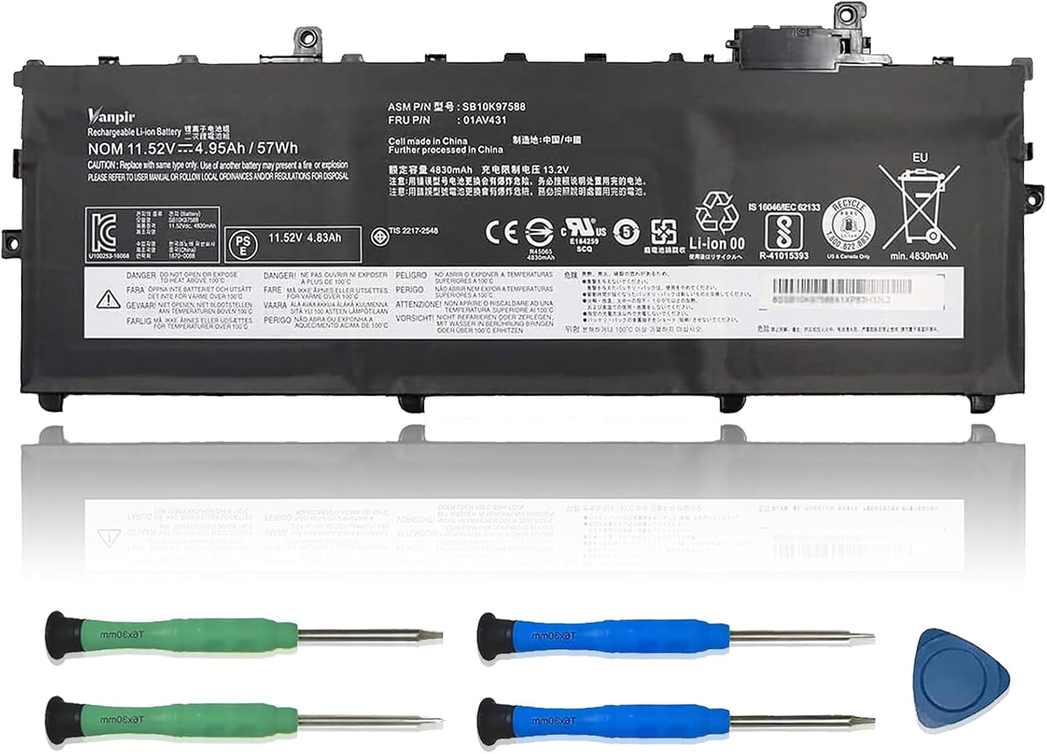 01AV431 Laptop Battery 11.52V 57Wh 4950mAh Replacement for Lenovo ThinkPad X1 Carbon 5th Gen/X1 Carbon 6th Gen Series Notebook 01AV430 SB10K97587 SB10K97588 01AV494 01AV429 SB10K97586