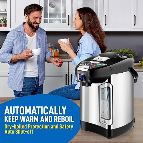 Miniatura 11 de NutriChef Caldera de agua digital y calentador – Dispensador eléctrico de agua caliente de acero inoxidable de 5 L/5.28 cuartos de galón