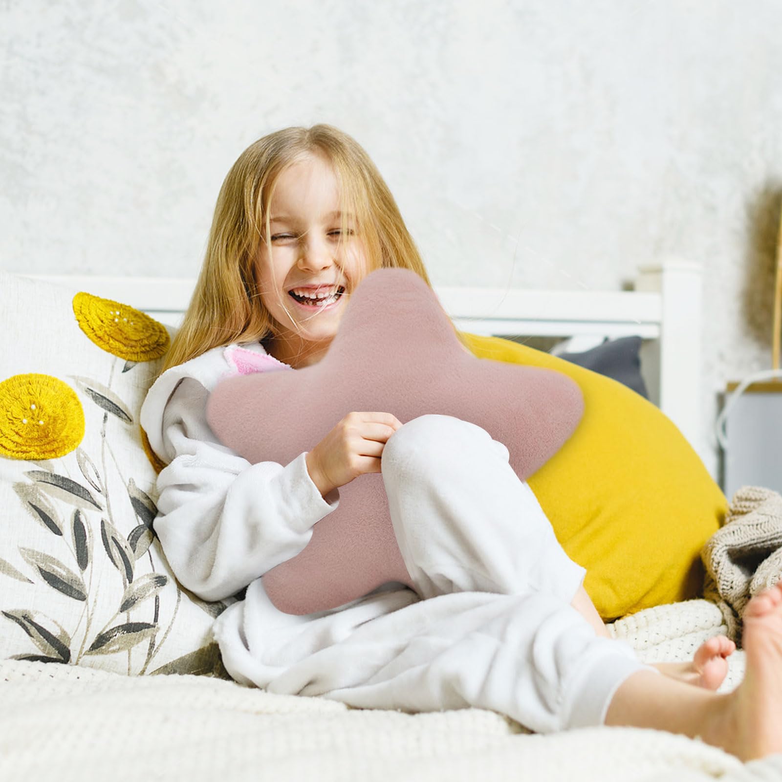 Yunlaishaocer Coussin Cœur 46x36cm Peluche Douce - Oreiller Décoratif Esthétique Pour Canapé, Chambre, Voiture - Blanc