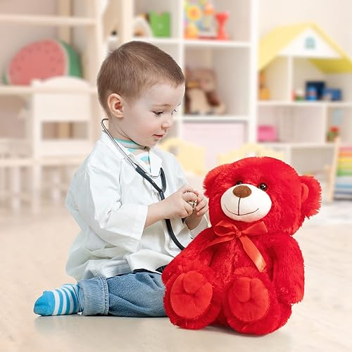 Miniatura 3 de WENMOTDY Oso de peluche súper color para niños novia familia rojo 14 pulgadas
