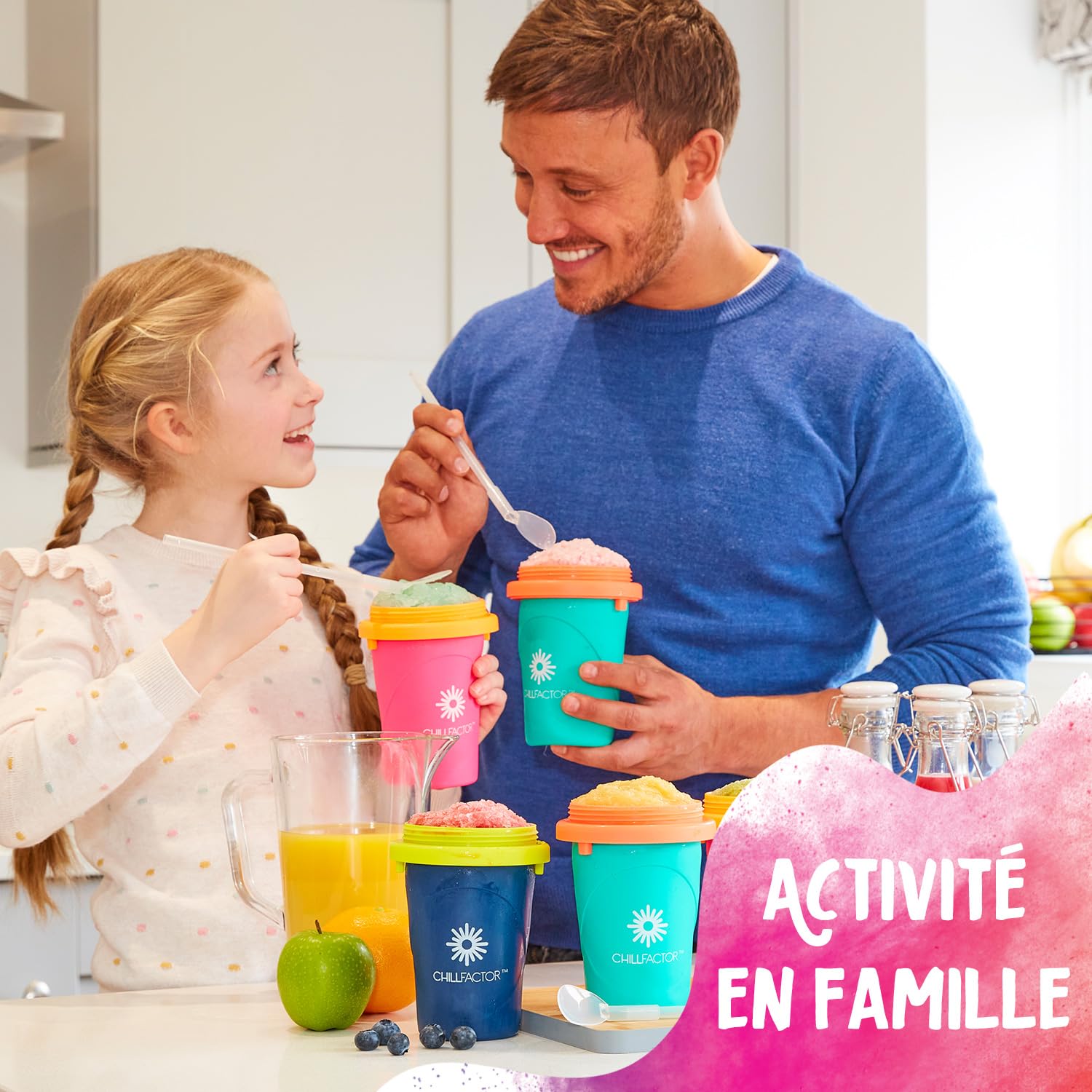 BANDAI - Chillfactor - Mug à granité fourni avec paille - Couleur aléatoire, Vendu à l'unité - Fabrication de Glaces maison - Atelier Cuisine Créatif pour Enfant 3 ans et plus - Atelier Granita