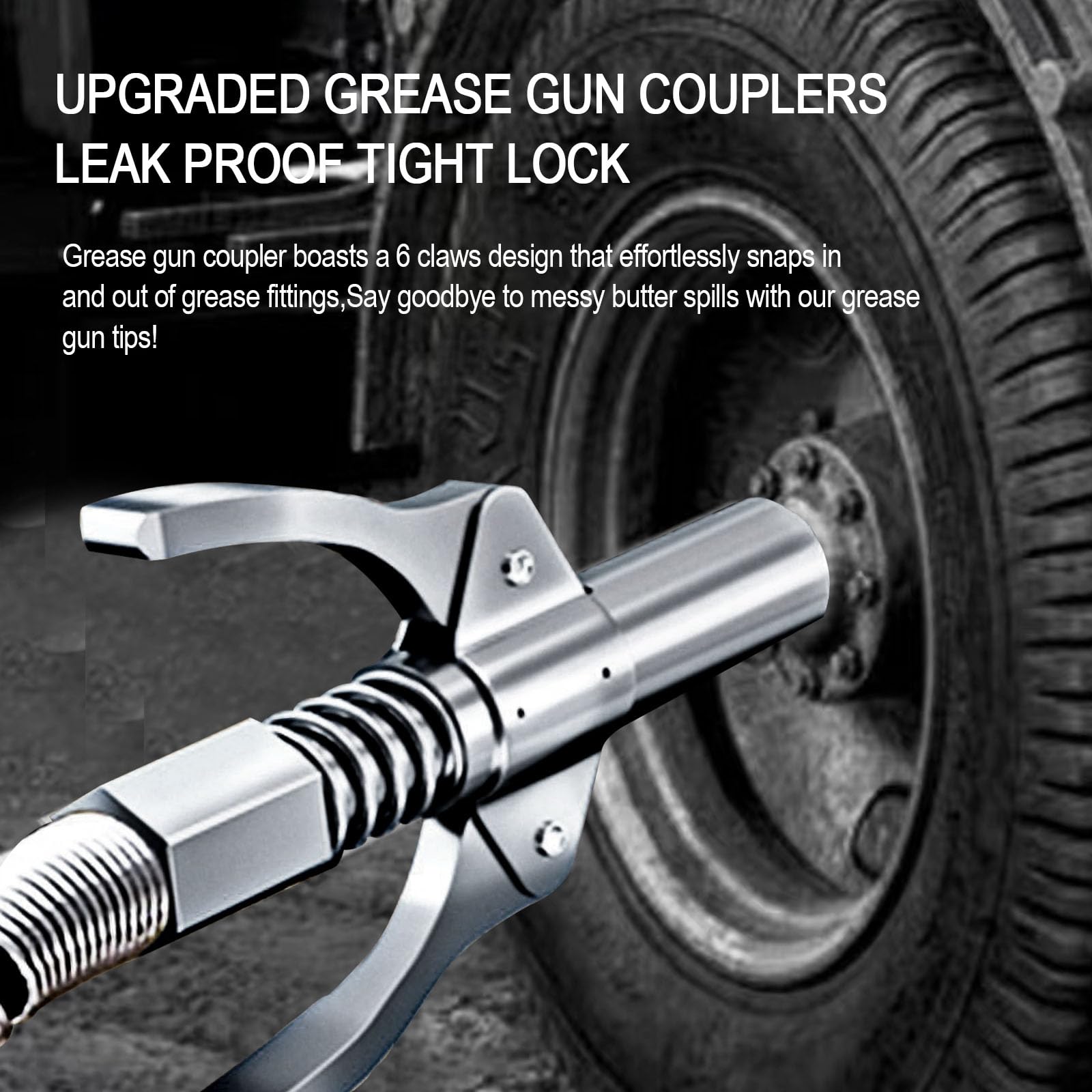 FJXBYWM 2PCS Grease Gun Coupler Grease Gun Lock Coupler, Grease Gun Tips Locking Grease Joint Fittings Compatible with All Grease Guns, Suitable for Automobiles, Ships Industrial Machinery Etc. 1