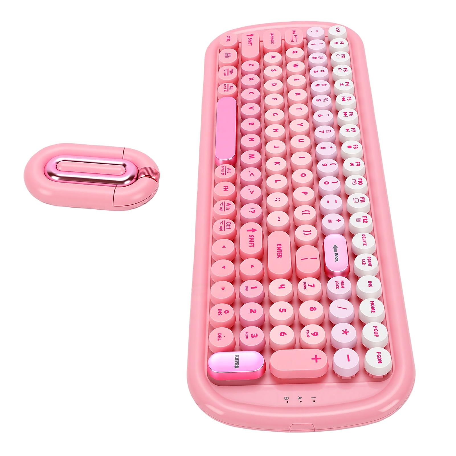 Sorandy Combo de Teclado y Mouse Inalámbricos, Teclas Redondas para (Pink)