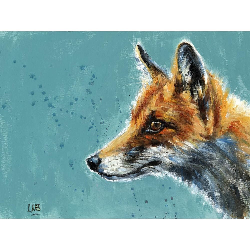 Louise Brown Dirty Blue/Brown Louise Curiosity Canvas Print - Fox Design, 50Cm X 40Cm