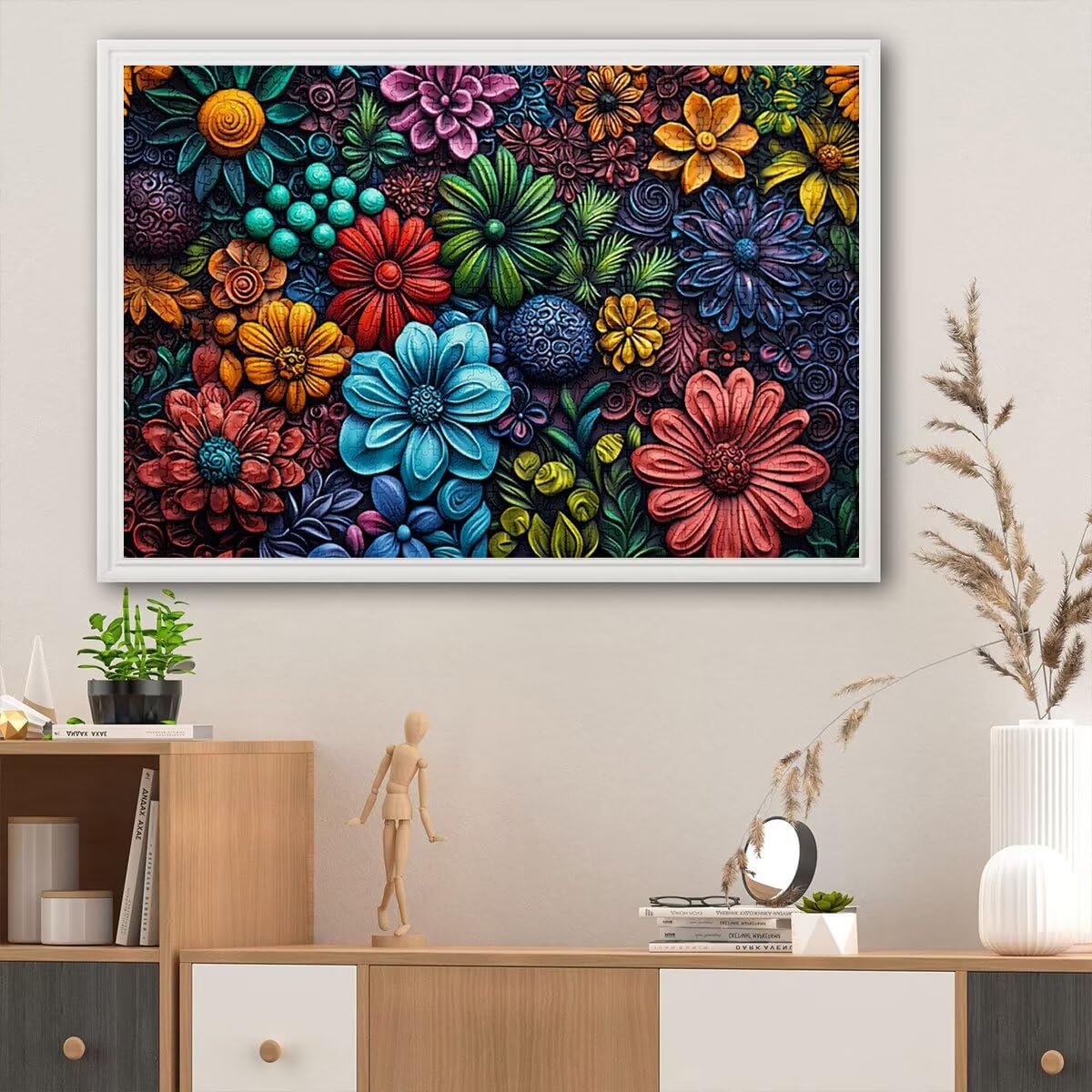 Puzzle 2000 sztuk kwiat dla dorosłych, abstrakcyjne drewniane puzzle dla dorosłych, trudne drewniane łamigłówki, rodzinne gry edukacyjne, łamigłówki z pudełkiem na prezenty dekoracje do domu, prezent