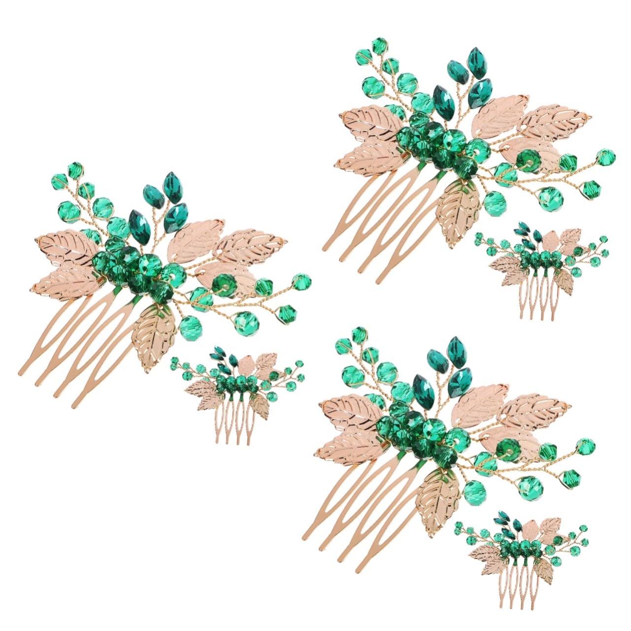 Healeved 6pezzi Pettine Per Sposa Con Decorazione Strass e Foglie Dorate Di Fermagli Eleganti Per Cerimonie Nuziali Accessori Per Da Sposa e Damigelle