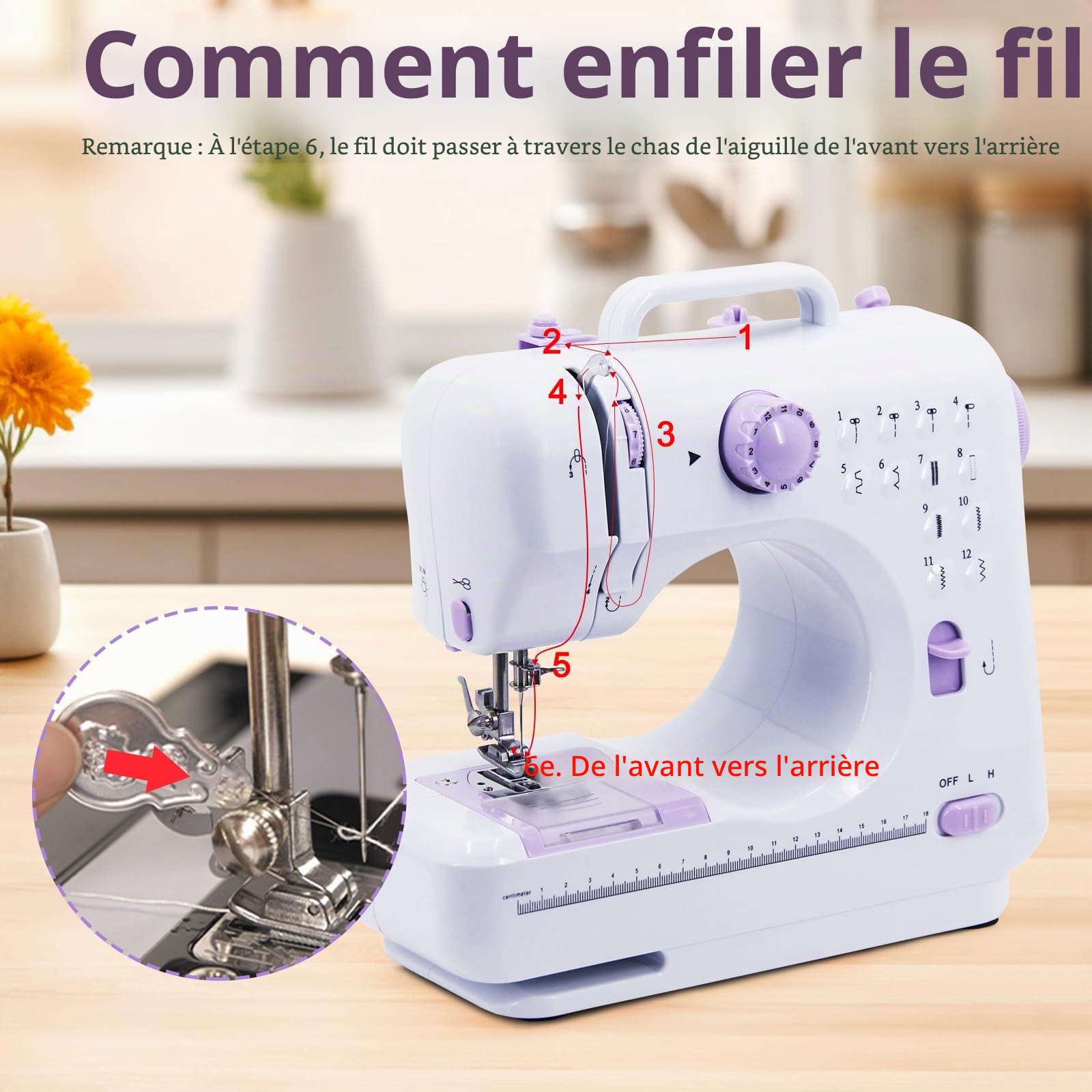 Machine à coudre pour débutants, 12 programmes de points, machine à coudre électrique, mini machine à coudre portable, petite machine à coudre manuelle avec lumière LED avec pédale et kit de