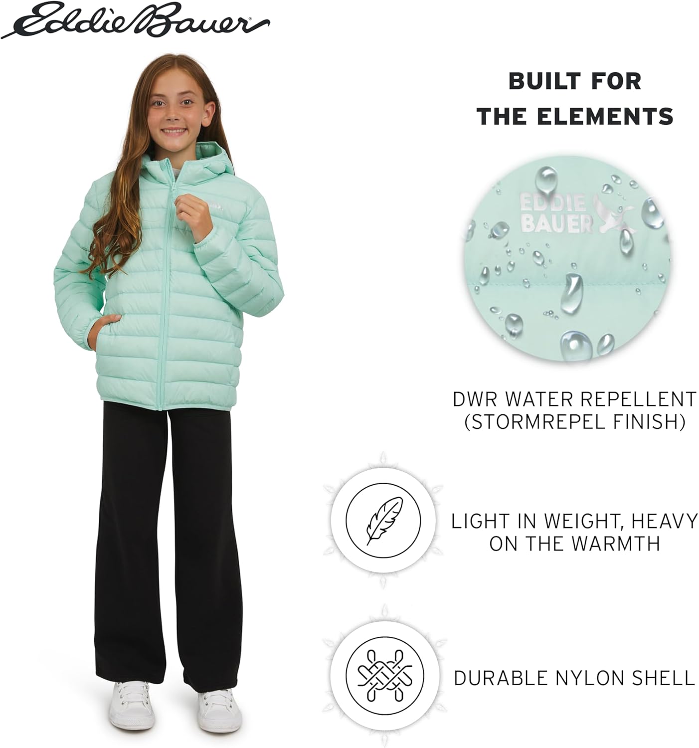Eddie Bauer Girls' CirrusLite Lightweight Down Puffer Jacket - Image 5