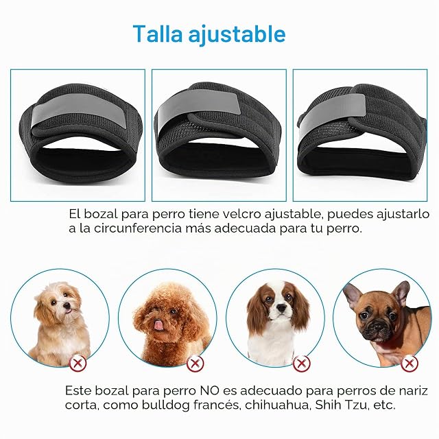 Foto 5 de 7 de WUGU Bozal Perro Grande y Mediano Con Malla, Ajustable, Transpirable y Cómodo