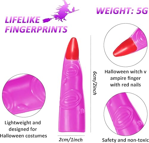 Miniatura 2 de 20 piezas de accesorios de Halloween incluye 10 piezas de brujas dedos marciano disfraz dedos falsos uñas de Halloween vampiro dedo y 10 piezas de