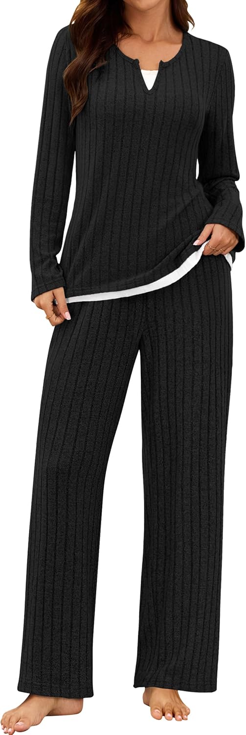 Blooming Jelly Womens Two Piece Cute Pajamas Sets Comfy 2 Piece Lounge Wear Color Block Matching Set Fall Pjs Pockets