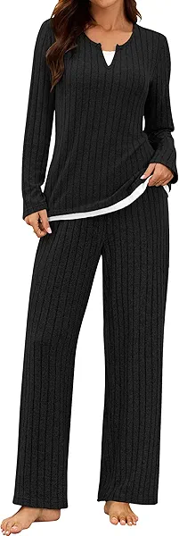 Blooming Jelly Womens Two Piece Cute Pajamas Sets Comfy 2 Piece Lounge Wear Color Block Matching Set Fall Pjs Pockets