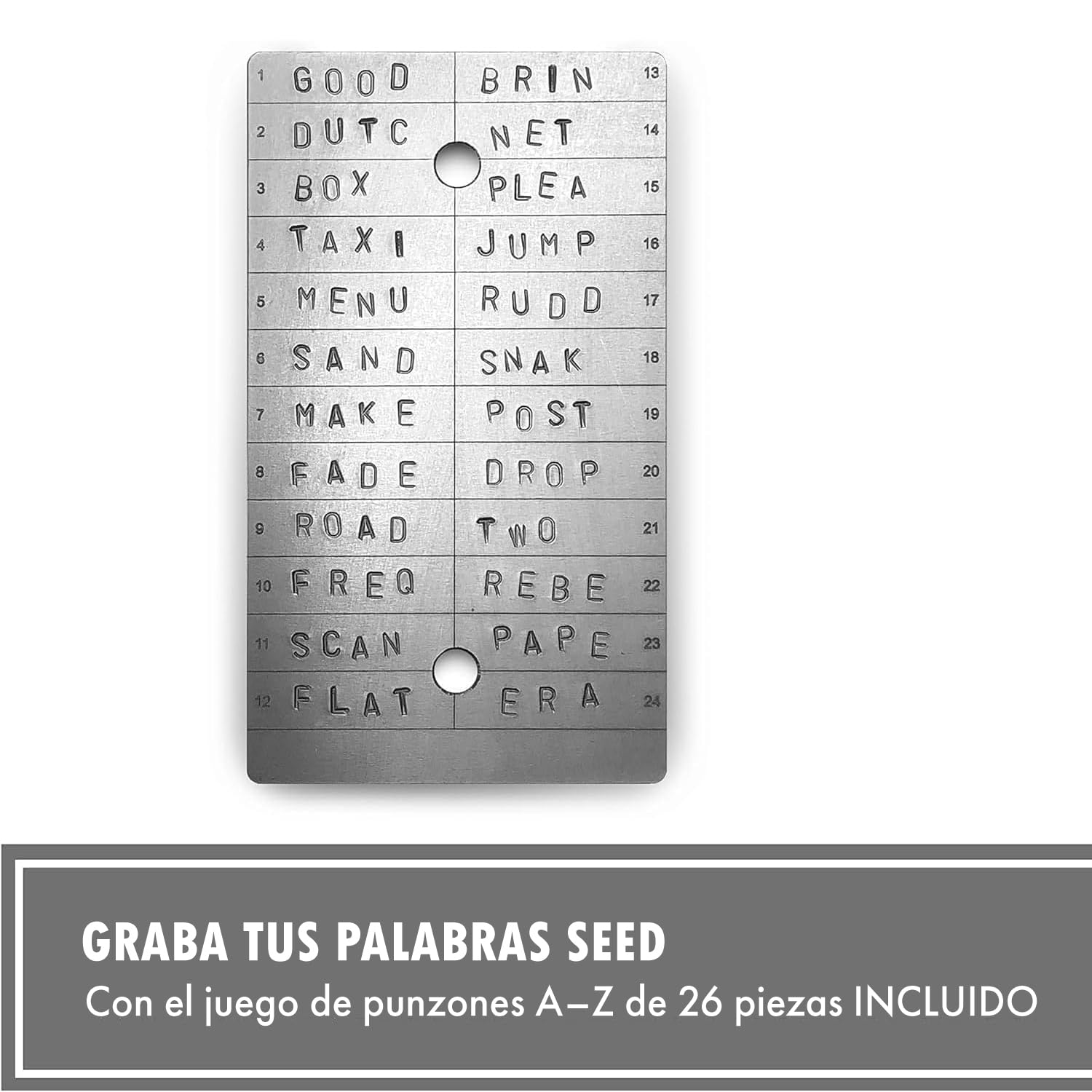 ColdTi - Placas de Titanio para Frase Semilla Bitcoin (2 Placas, Punzones y Sellos) - Almacenamiento Seguro Billetera Fría Criptomonedas - Seed Phrase Metal Premium