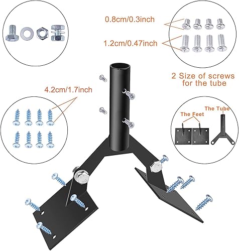 Miniatura 5 de Soporte de techo de acero para veleta de jardín con hardware, montaje de paletas ajustables para techos