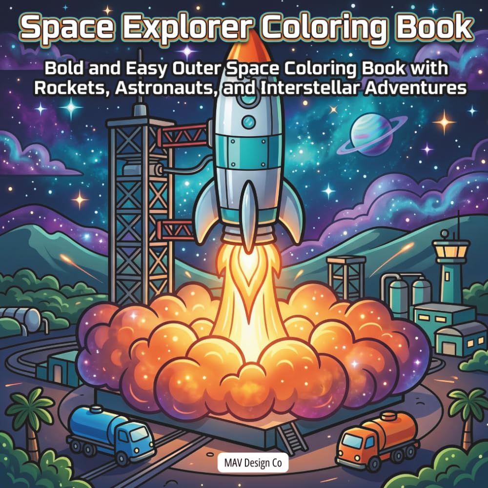 Space Explorer Coloring Book, Bold and Easy Outer Space Coloring Book with Rockets, Astronauts, and Interstellar Adventures: Featuring Galactic ... and Fun Space Adventures for All Ages