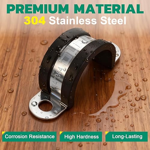 Miniatura 3 de 8 abrazaderas de tubo de 2 pulgadas de acero inoxidable 304, correa de tubo aislada acolchada de goma resistente, abrazadera de conducto de