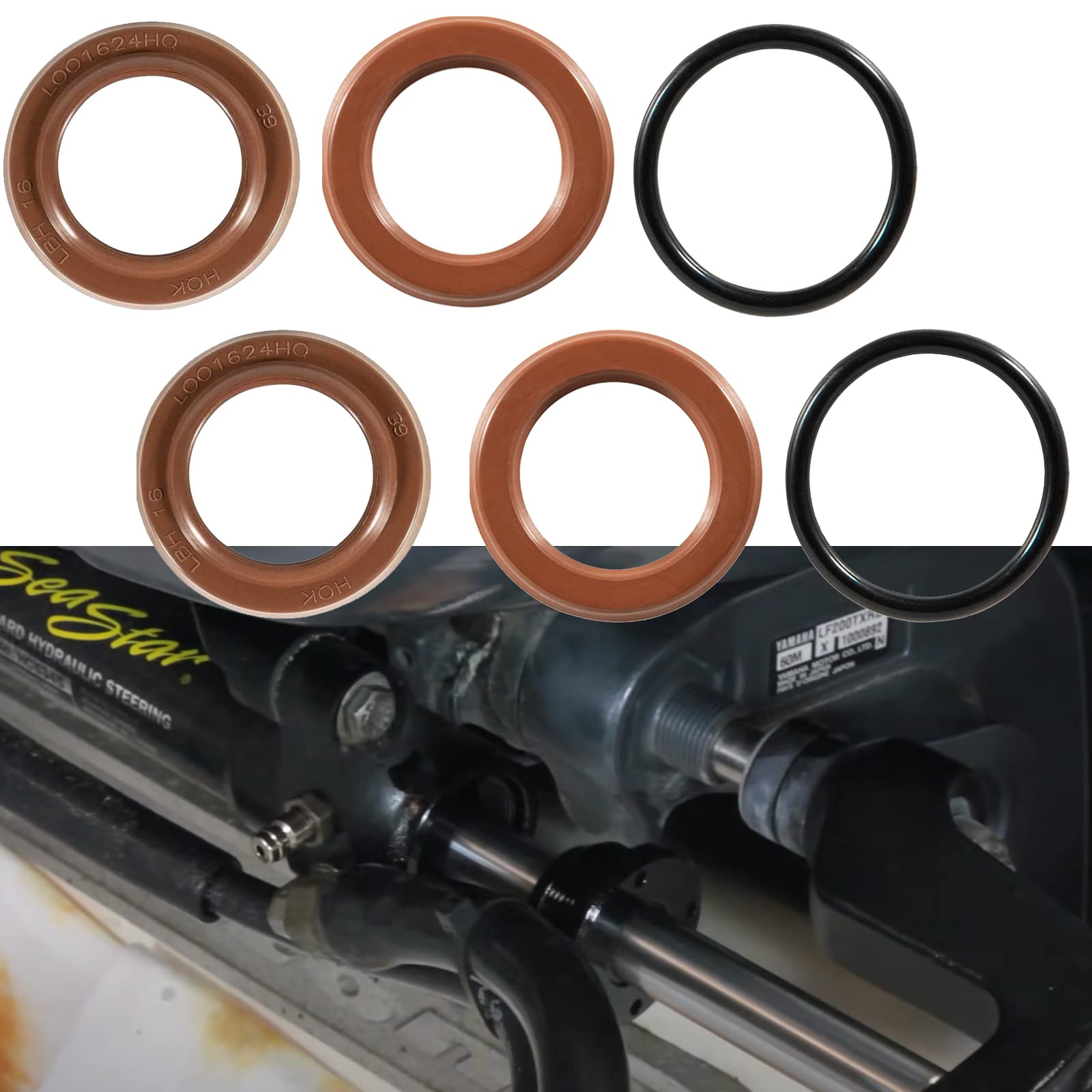 JIAD 6PCS Cylinder Seal Kit for Seastar BayStar Cylinder Seal HC4645H, HC4648H, HC4658H, HP4600, FSM131 Gen2 - Direct Replacement
