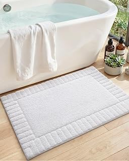 DEXI Bathroom Rugs 24x16, Soft Absorbent Microfiber Bath Mats, White