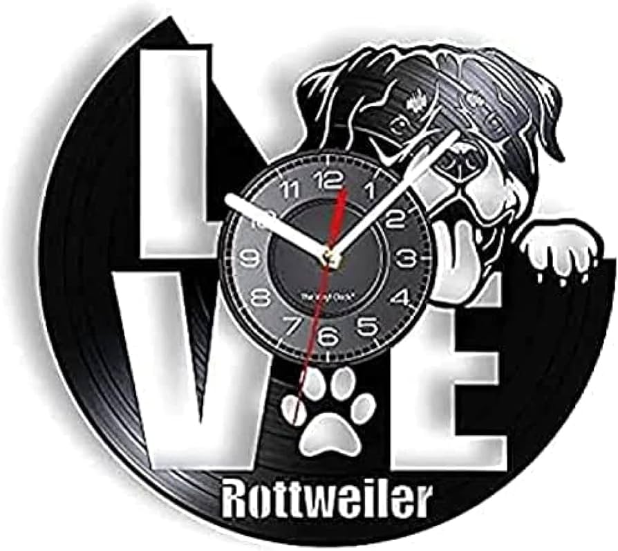 リアル】壁掛け ペット時計 かわいい ロットワイラー インテリア