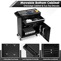 Vista 6 de 5-Drawer Rolling Tool Chest with Detachable Top Box, Lockable Wheels, Adjustable Shelf, and Liner, Heavy-Duty Metal Tool Cart for Garage and