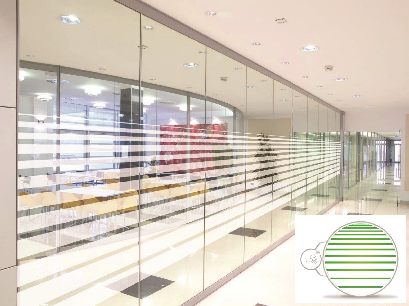 Gradual Line Window Film - Shinki A Self Adhesive, Decorative Privacy Window Film, Glass Sticker, Frosted Horizontal Gradient Lines. 8mx152cm (60")