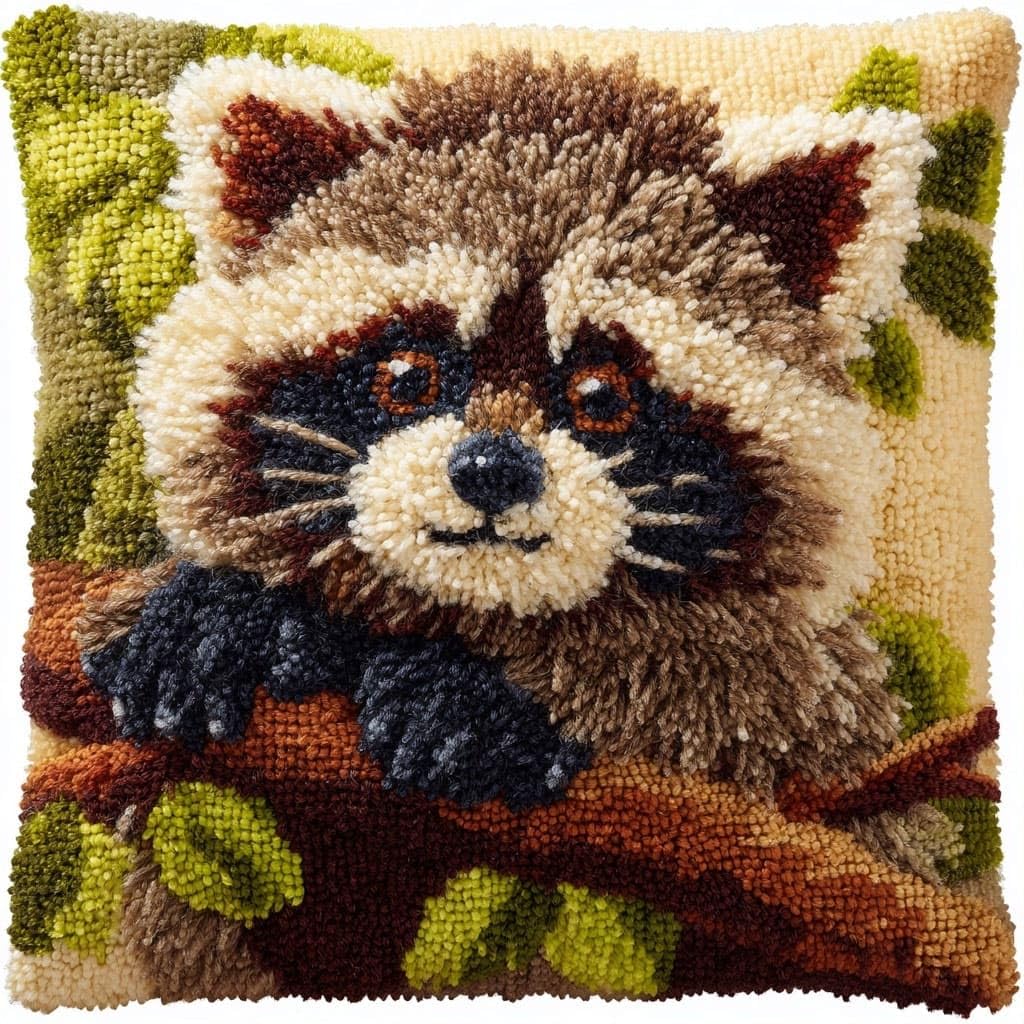 WallustrioaW Latch Hook Kits for Adults,Animal Raccoon