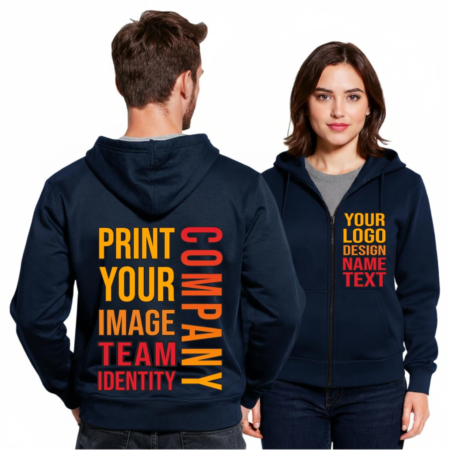 Felpa con Cappuccio Unisex Personalizzata con Foto, Logo, Testo Personalizzato, Oppure Felpa a Maniche Lunghe Semplice, vestibilità Regolare Uomo Donna Senza Stampa