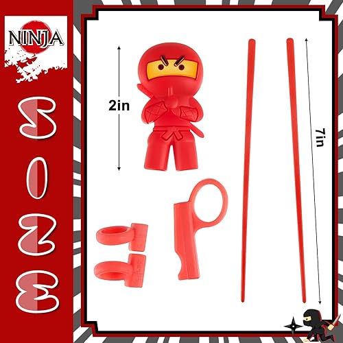 Miniatura 2 de Nuanchu 4 pares de palillos de entrenamiento ninja para niños y adultos principiantes, linda vajilla reutilizable japonés, palillos de aprendizaje
