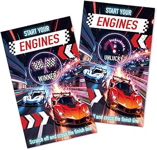 50 Pcs Start Your Engines Scratch Off Game, Scratch Card For Race Car Birthday Party, Racing Themed Baby Shower Lottery Group Games Friend Gathering, Party Raffle Tickets for Racing Lover