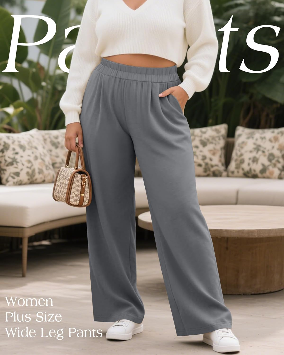 3 Pack Women Plus Size Wide Leg Pants Loose Fit Palazzo Lounge Yoga Sweatpants High Waist Casual Pajamas Pants - Image 2