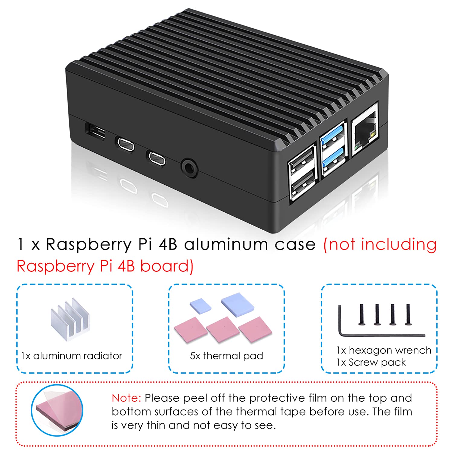 Owootecc Raspberry Pi 4 Case with Cooling Column – Aluminium Alloy Metal Case with Integrated Heatsink, Fanless Design for Raspberry Pi 4 Model B (Grey) — view 8